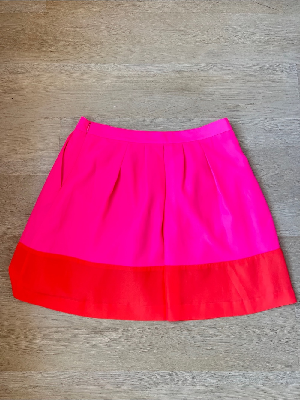 J.Crew Hot Pink & Orange Colorblock Pleated Mini Skirt – Size 8